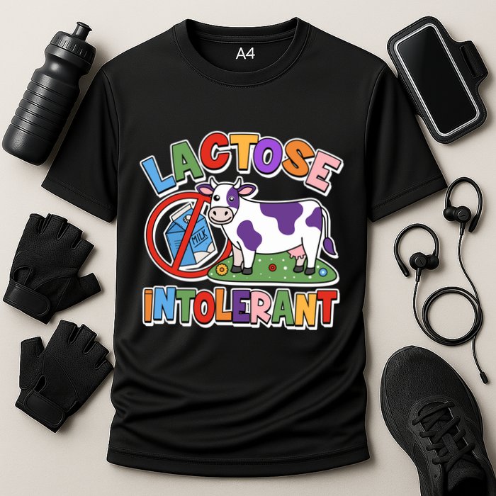 Funny Lactose Intorerant Cow Cooling Performance Crew T-Shirt