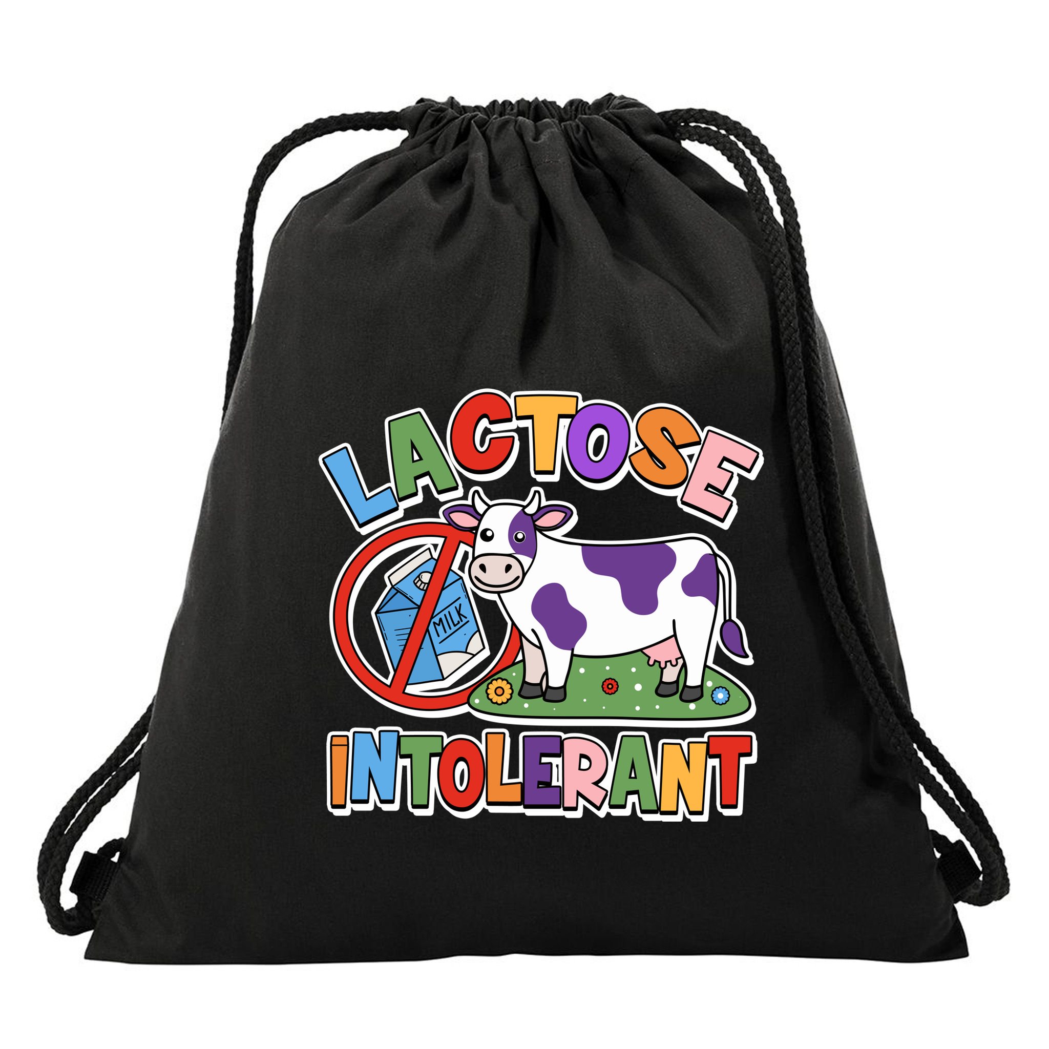 Funny Lactose Intorerant Cow Drawstring Bag