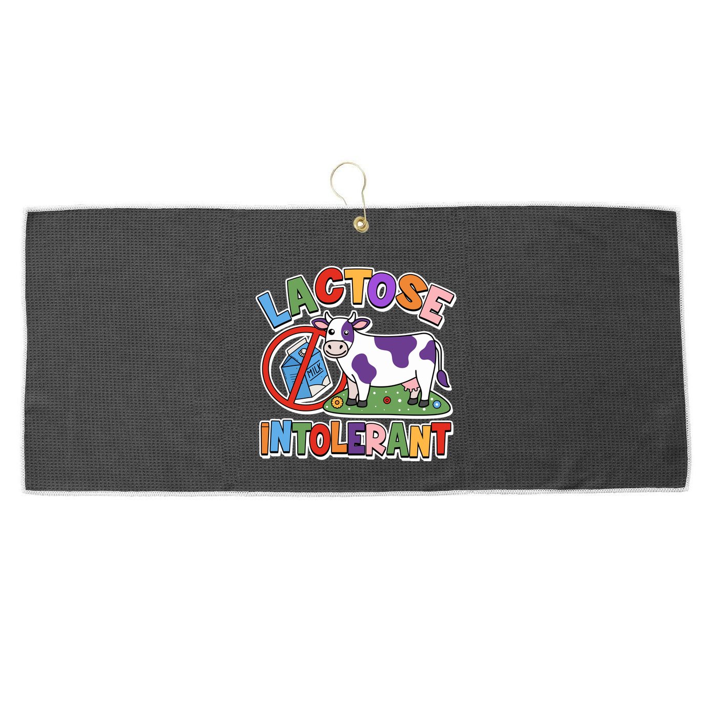 Funny Lactose Intorerant Cow Large Microfiber Waffle Golf Towel