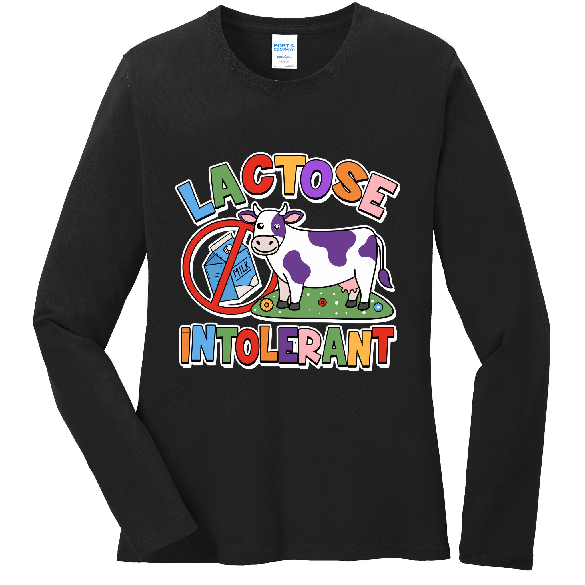 Funny Lactose Intorerant Cow Ladies Long Sleeve Shirt