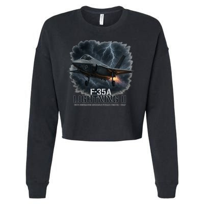 F-35A Lightning II – Dominance In The Skies Cropped Pullover Crew