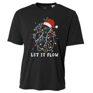 Funny Let It Flow Anatomy Heart Cardiac Nurse Santa Hat Xmas Cooling Performance Crew T-Shirt