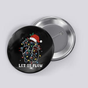 Funny Let It Flow Anatomy Heart Cardiac Nurse Santa Hat Xmas Button