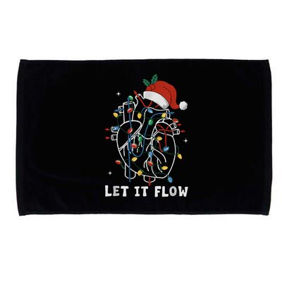 Funny Let It Flow Anatomy Heart Cardiac Nurse Santa Hat Xmas Microfiber Hand Towel