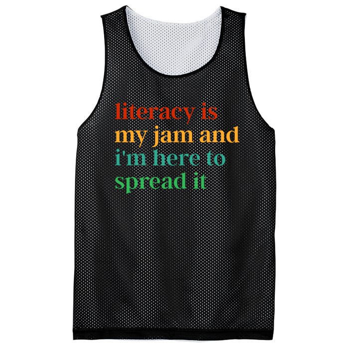 Funny Literacy Is My Jam And IM Here To Spread It Mesh Reversible Basketball Jersey Tank