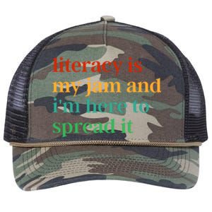 Funny Literacy Is My Jam And IM Here To Spread It Retro Rope Trucker Hat Cap