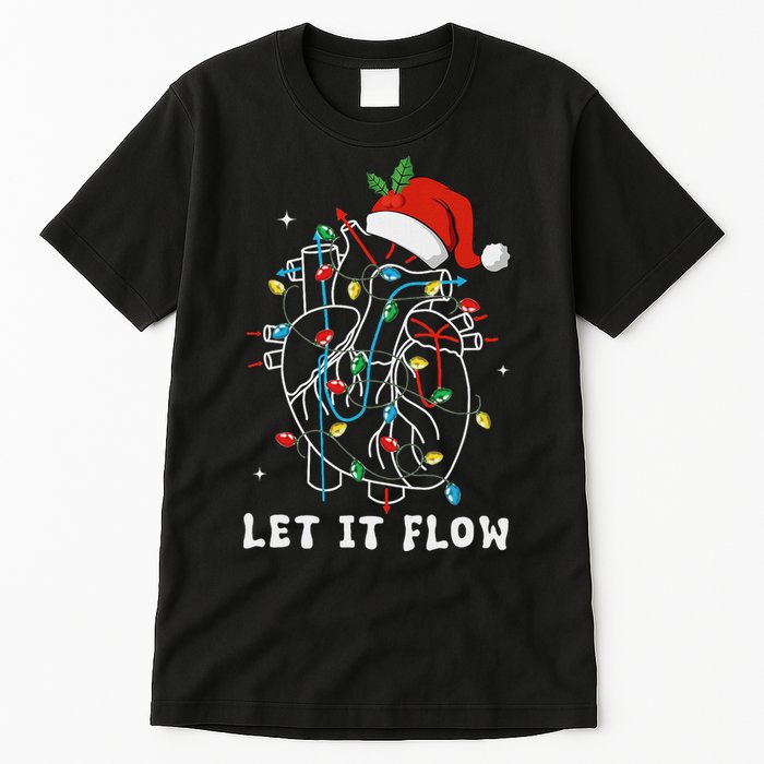 Funny Let It Flow Anatomy Heart Cardiac Nurse Santa Hat Xmas Tall T-Shirt