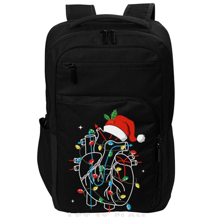 Funny Let It Flow Anatomy Heart Cardiac Nurse Santa Hat Xmas Impact Tech Backpack