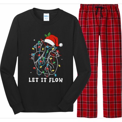 Funny Let It Flow Anatomy Heart Cardiac Nurse Santa Hat Xmas Long Sleeve Pajama Set