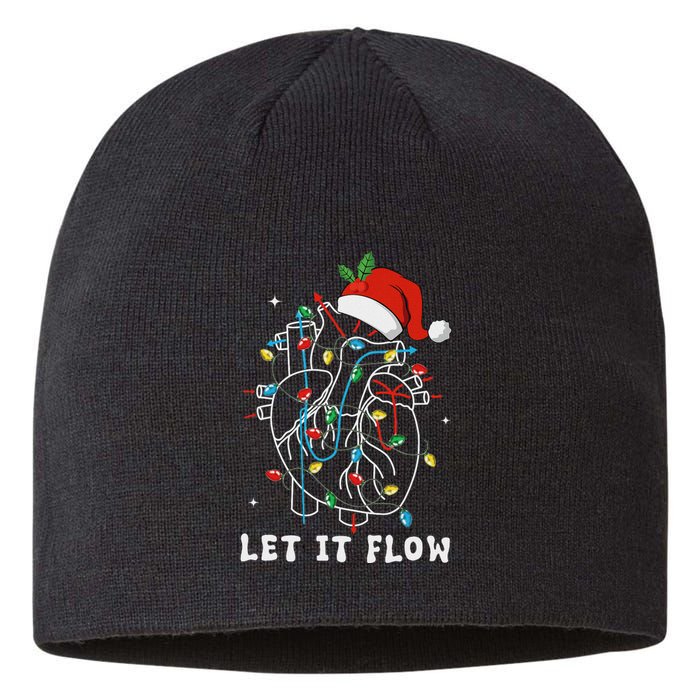 Funny Let It Flow Anatomy Heart Cardiac Nurse Santa Hat Xmas Sustainable Beanie