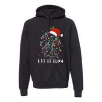 Funny Let It Flow Anatomy Heart Cardiac Nurse Santa Hat Xmas Premium Hoodie