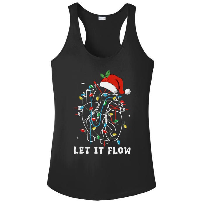 Funny Let It Flow Anatomy Heart Cardiac Nurse Santa Hat Xmas Ladies PosiCharge Competitor Racerback Tank