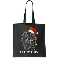 Funny Let It Flow Anatomy Heart Cardiac Nurse Santa Hat Xmas Tote Bag