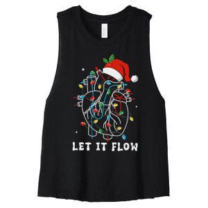 Funny Let It Flow Anatomy Heart Cardiac Nurse Santa Hat Xmas Women's Racerback Cropped Tank