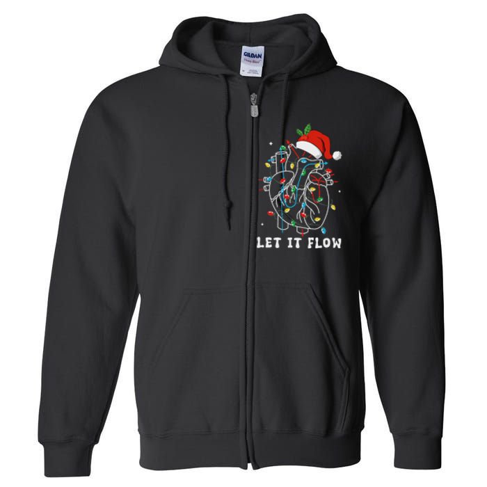 Funny Let It Flow Anatomy Heart Cardiac Nurse Santa Hat Xmas Full Zip Hoodie