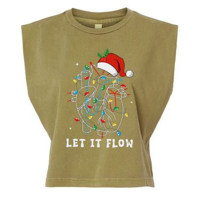 Funny Let It Flow Anatomy Heart Cardiac Nurse Santa Hat Xmas Garment-Dyed Women's Muscle Tee