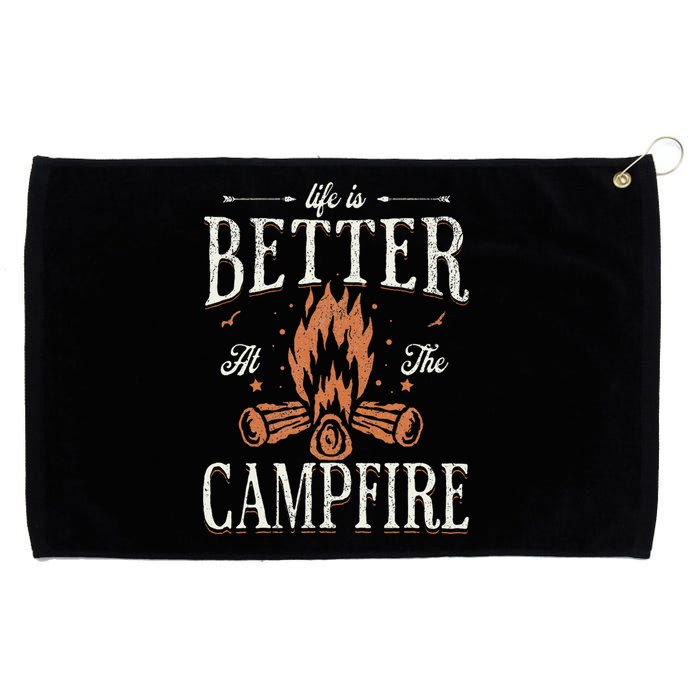 Funny Life Is Better At The Campfire Vintage Camping Camper Grommeted Golf Towel