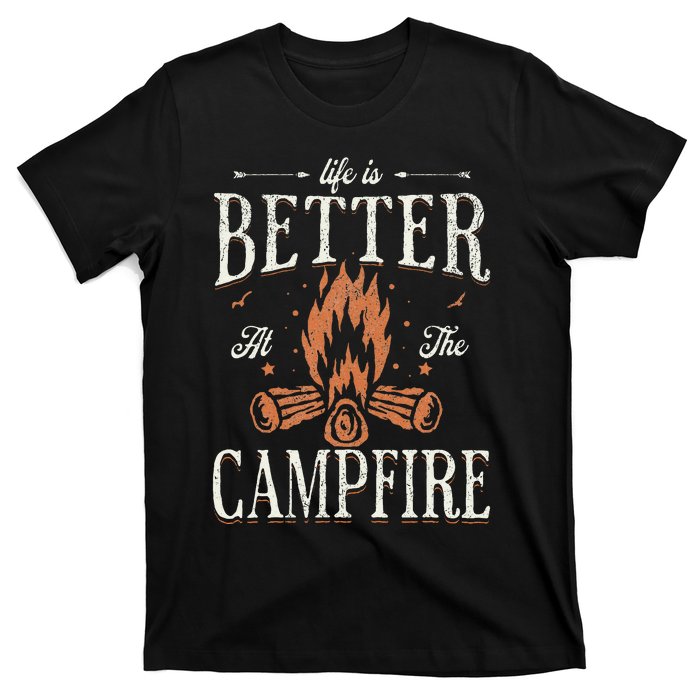 Funny Life Is Better At The Campfire Vintage Camping Camper T-Shirt