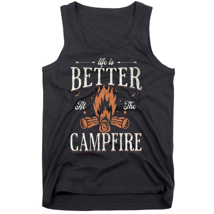 Funny Life Is Better At The Campfire Vintage Camping Camper Tank Top