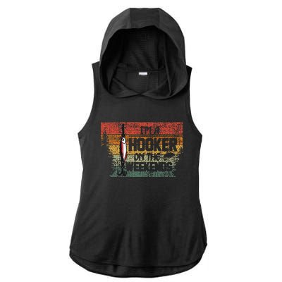 Fishing Lover Im A Hooker On The Weekend Ladies PosiCharge Tri-Blend Wicking Draft Hoodie Tank