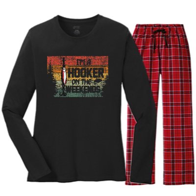 Fishing Lover Im A Hooker On The Weekend Women's Long Sleeve Flannel Pajama Set 