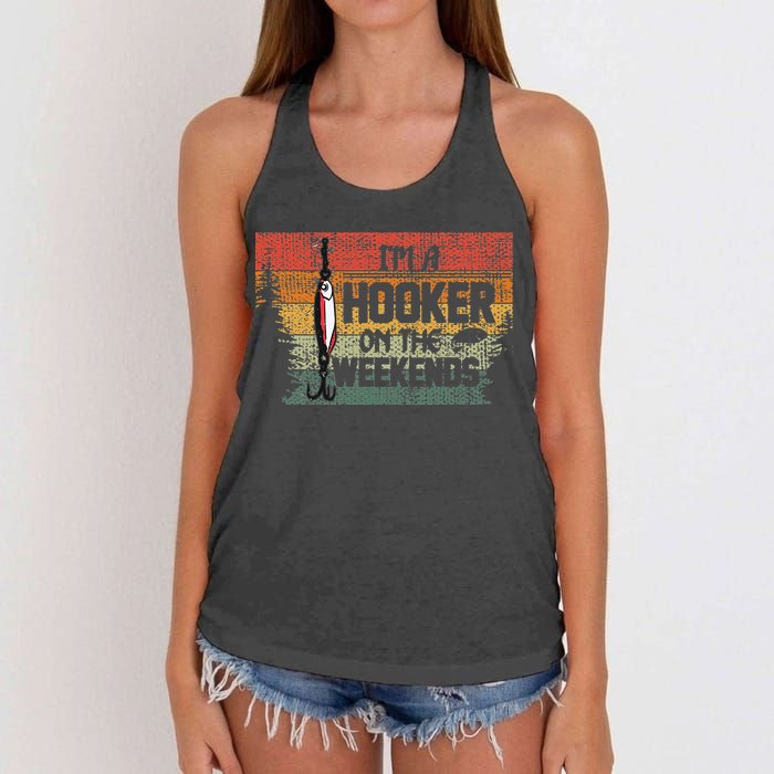 Fishing Lover Im A Hooker On The Weekend Women's Knotted Racerback Tank