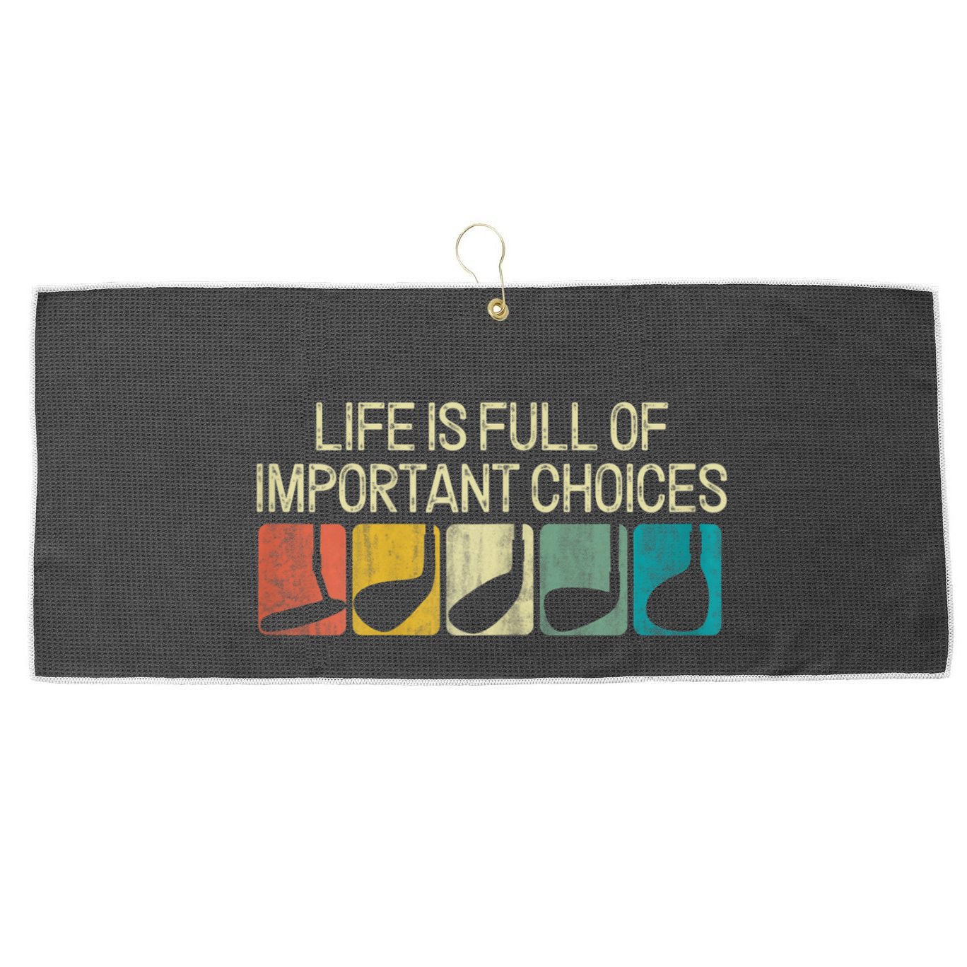 Funny Life Is Full Of Important Choices Vintage Golf Golfer Large Microfiber Waffle Golf Towel