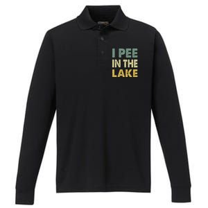 Funny Lake I Pee In The Lake Performance Long Sleeve Polo