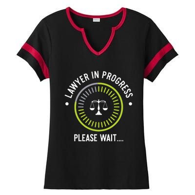 Funny Lawyer In Progress Gift Law School Apparel Ladies Halftime Notch Neck Tee