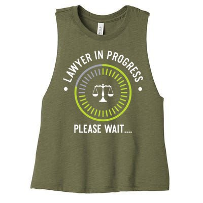 Funny Lawyer In Progress Gift Law School Apparel Women's Racerback Cropped Tank