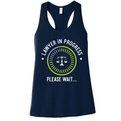 Funny Lawyer In Progress Gift Law School Apparel Women's Racerback Tank