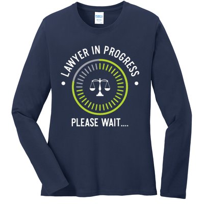 Funny Lawyer In Progress Gift Law School Apparel Ladies Long Sleeve Shirt