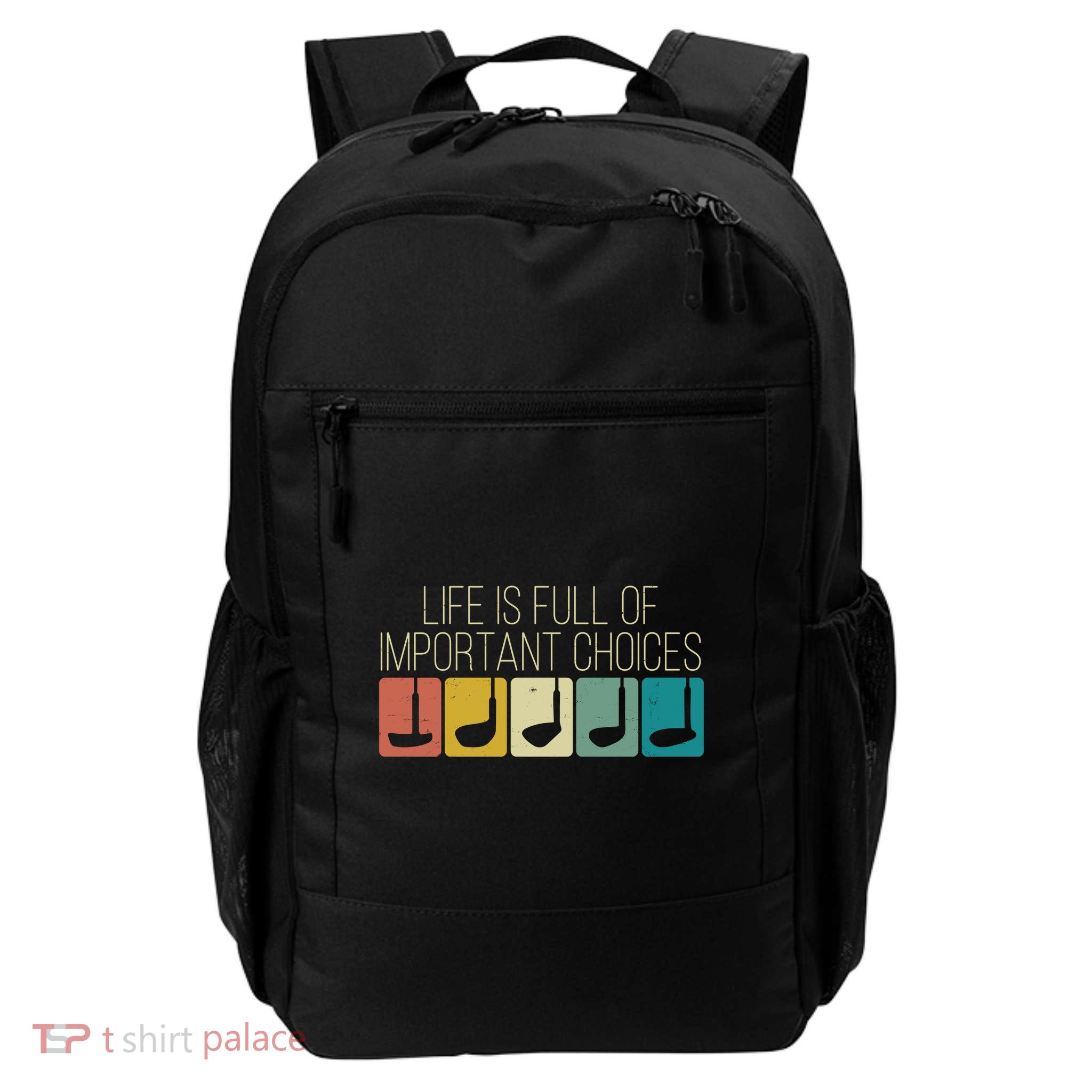 Funny Life Is Full Of Important Choices Vintage Golf Golfer Backpack