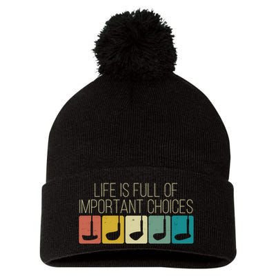 Funny Life Is Full Of Important Choices Vintage Golf Golfer Pom Pom 12in Knit Beanie