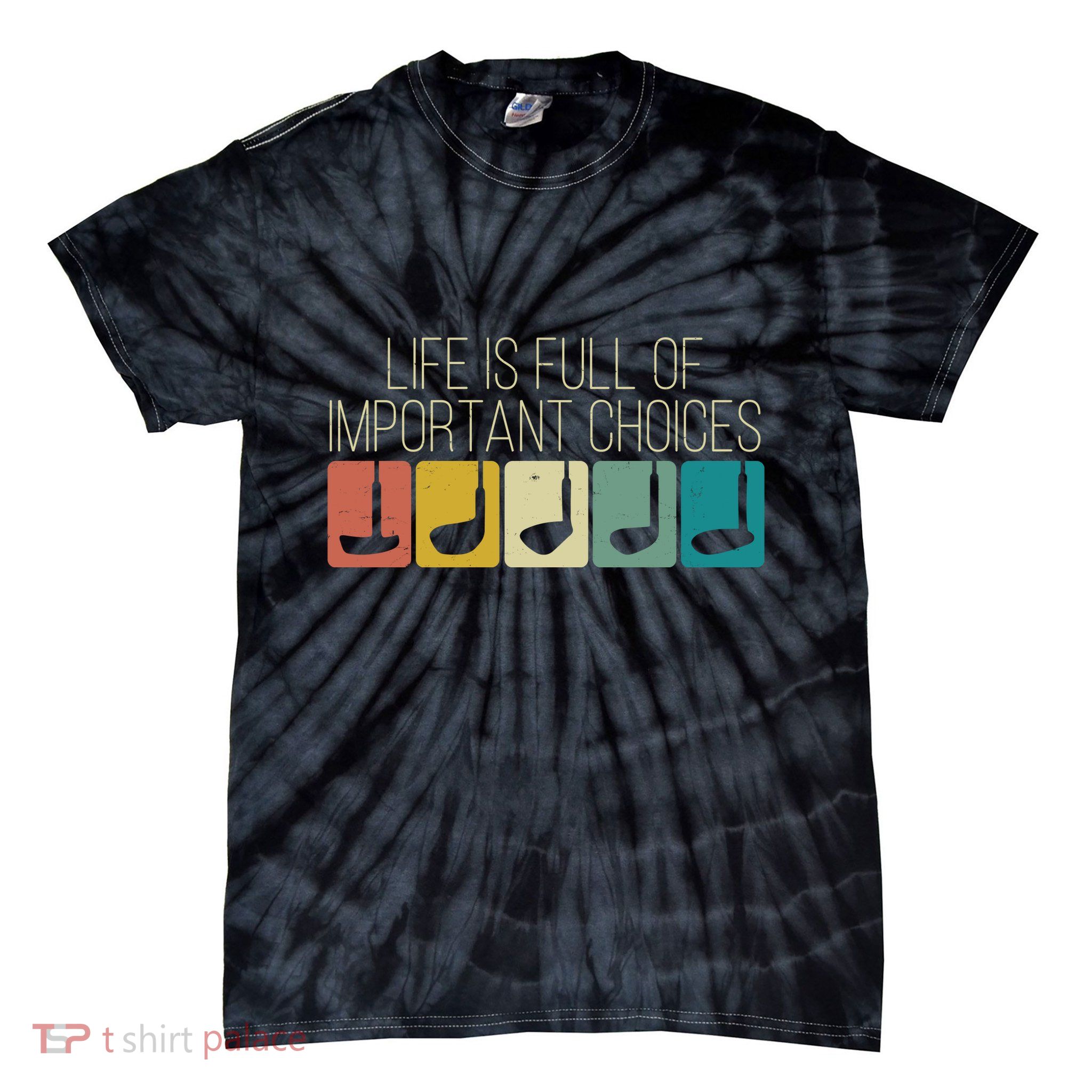 Funny Life Is Full Of Important Choices Vintage Golf Golfer Tie-Dye T-Shirt