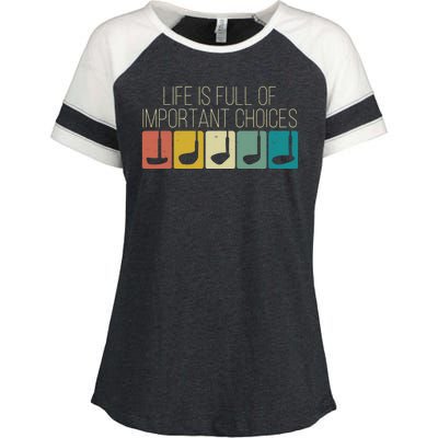 Funny Life Is Full Of Important Choices Vintage Golf Golfer Enza Ladies Jersey Colorblock Tee