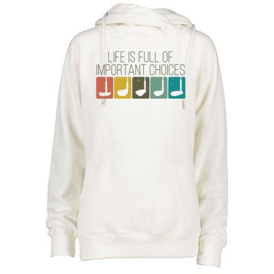 Funny Life Is Full Of Important Choices Vintage Golf Golfer Womens Funnel Neck Pullover Hood