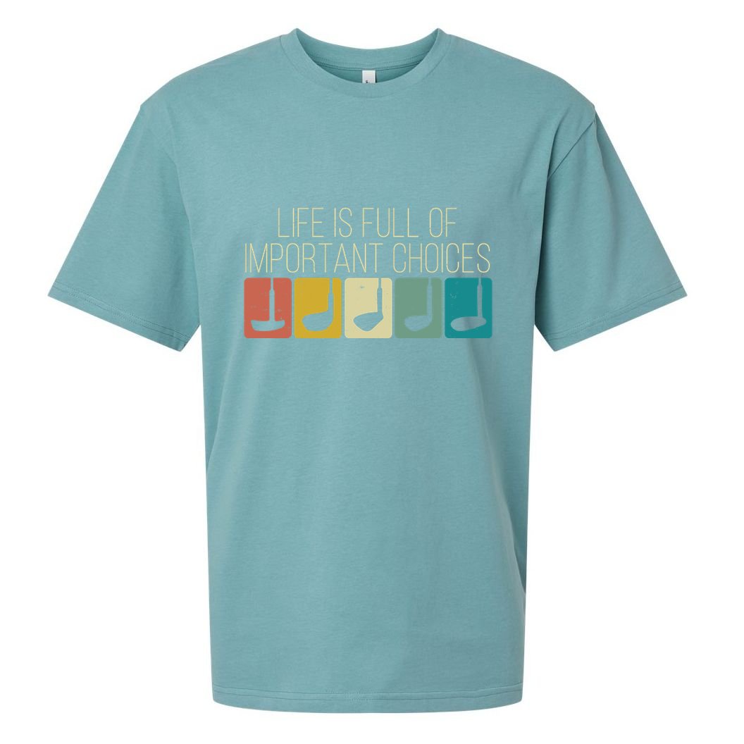 Funny Life Is Full Of Important Choices Vintage Golf Golfer Sueded Cloud Jersey T-Shirt