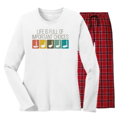 Funny Life Is Full Of Important Choices Vintage Golf Golfer Women's Long Sleeve Flannel Pajama Set 