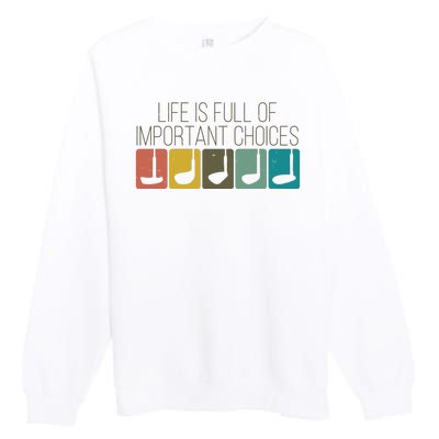 Funny Life Is Full Of Important Choices Vintage Golf Golfer Premium Crewneck Sweatshirt