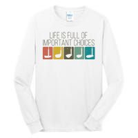 Funny Life Is Full Of Important Choices Vintage Golf Golfer Tall Long Sleeve T-Shirt