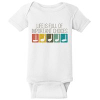 Funny Life Is Full Of Important Choices Vintage Golf Golfer Baby Bodysuit