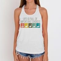 Funny Life Is Full Of Important Choices Vintage Golf Golfer Women's Knotted Racerback Tank