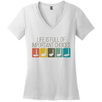 Funny Life Is Full Of Important Choices Vintage Golf Golfer Women's V-Neck T-Shirt