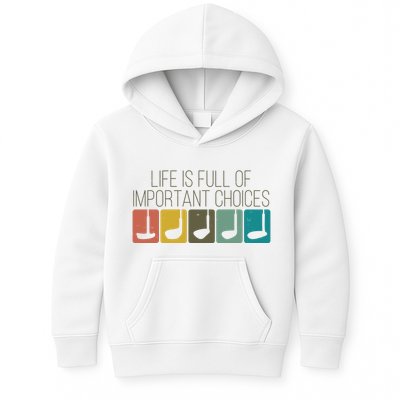 Funny Life Is Full Of Important Choices Vintage Golf Golfer Kids Hoodie