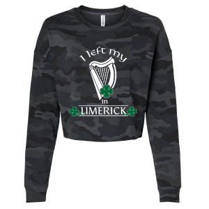 Funny Limerick Ireland Shamrock St Patrick's Day Harp Gift Cropped Pullover Crew