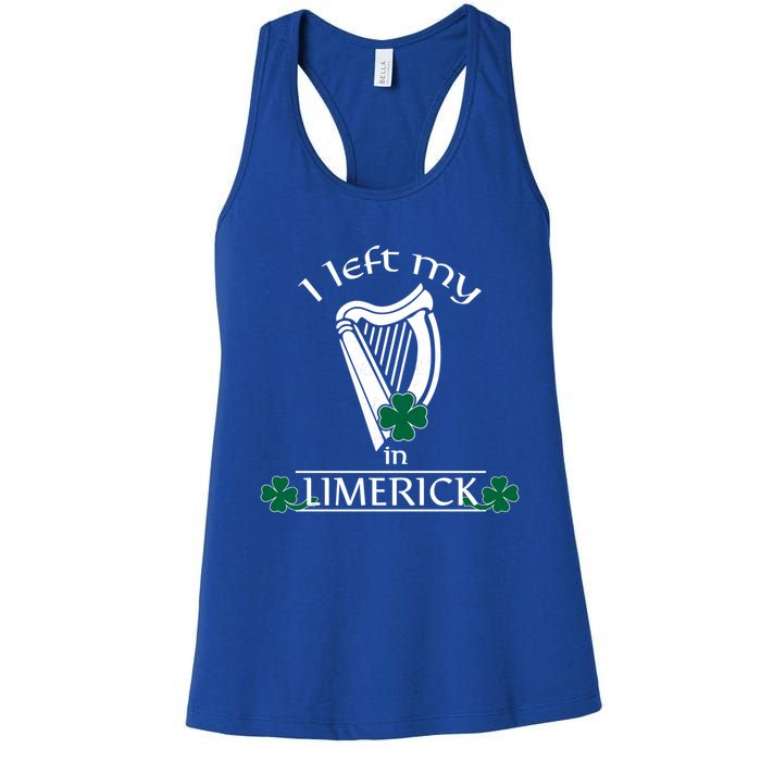 Funny Limerick Ireland Shamrock St Patrick's Day Harp Gift Women's Racerback Tank