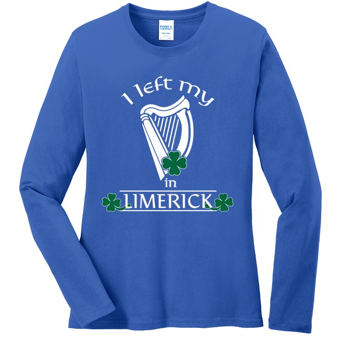 Funny Limerick Ireland Shamrock St Patrick's Day Harp Gift Ladies Long Sleeve Shirt