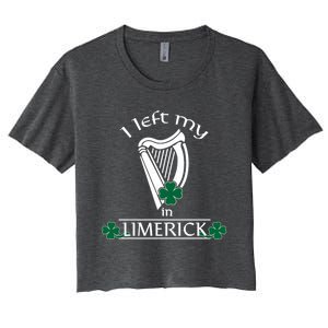 Funny Limerick Ireland Shamrock St Patrick's Day Harp Gift Women's Crop Top Tee