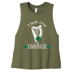 Funny Limerick Ireland Shamrock St Patrick's Day Harp Gift Women's Racerback Cropped Tank